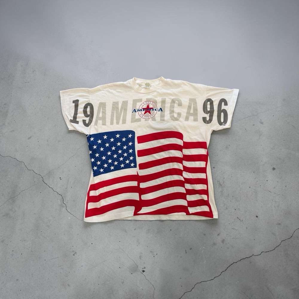 Vintage American Flag Patriotic T-Shirt Single Stitch XL Stars 90s